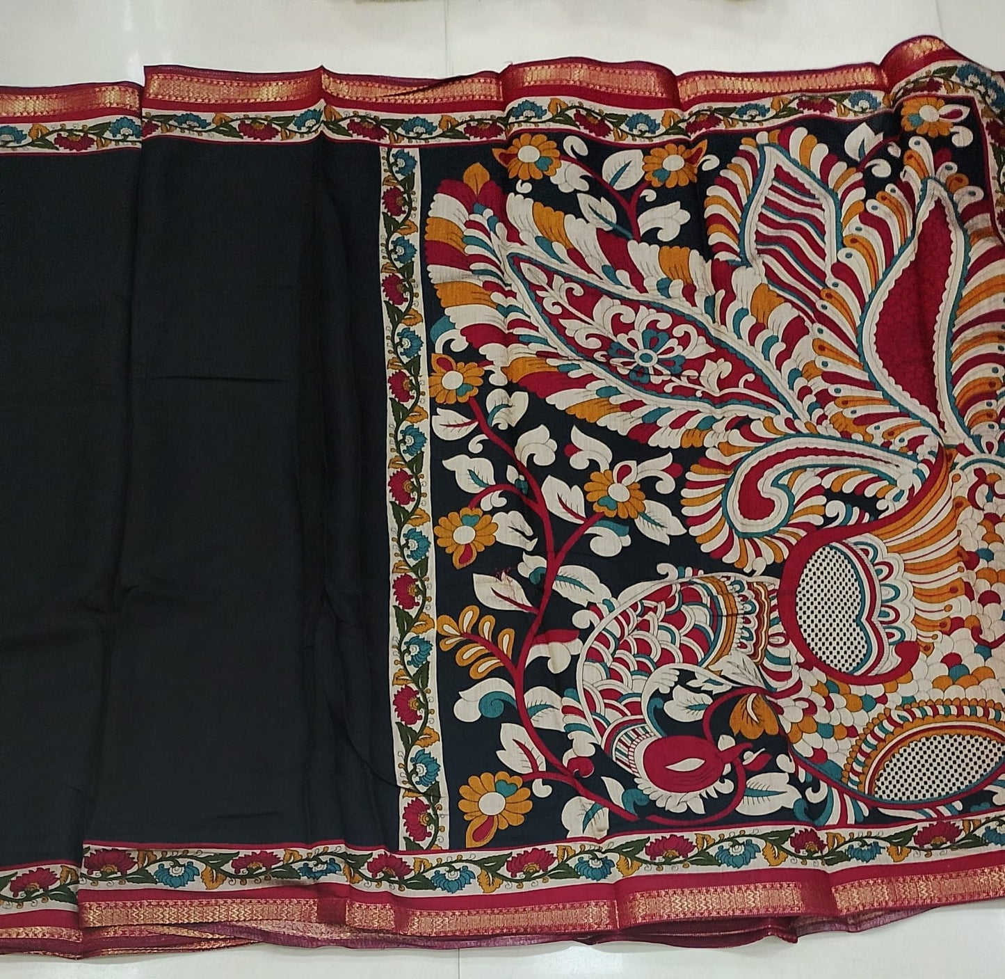 Mangalagiri silk sarees with peacock pallu