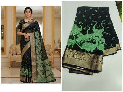 mangalagiri silk sarees with an folral weaving with an elegant zari border