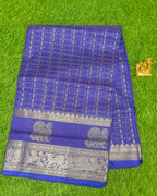 Mangalagiri  Pattu Sarees With Checks And Gap Border Design
