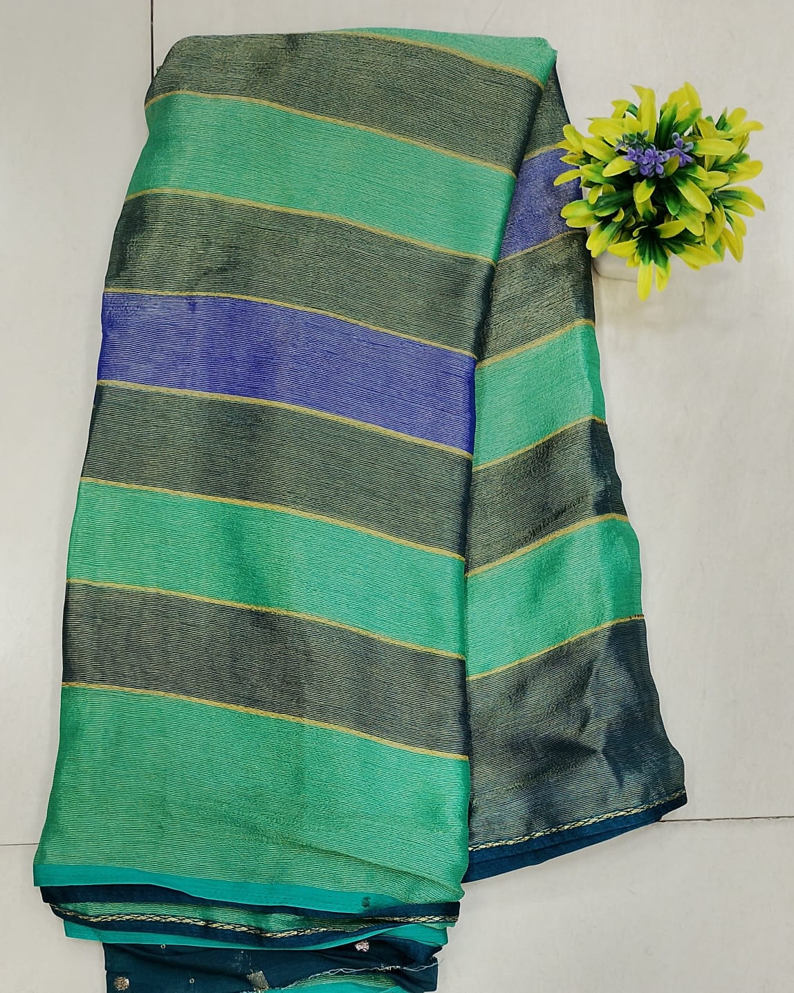 Jarget striped linen saree