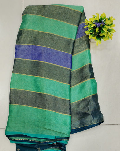 Jarget striped linen saree