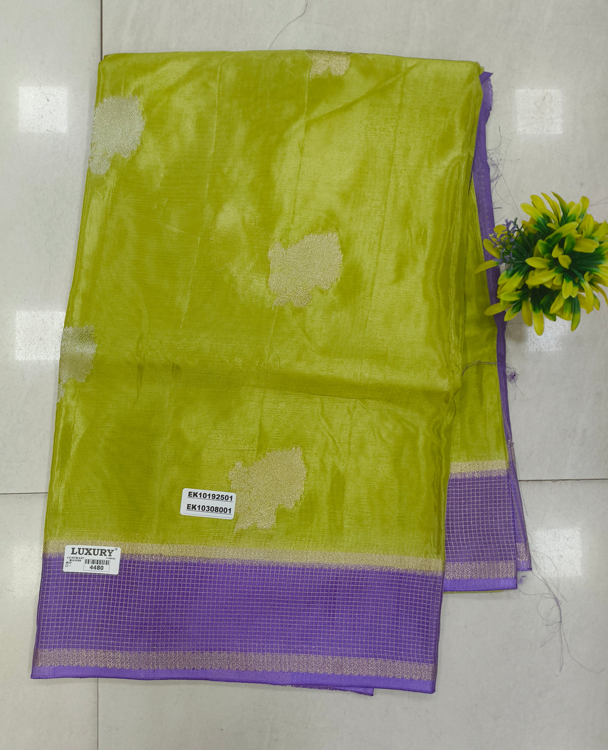 Chinon checks border designer sarees