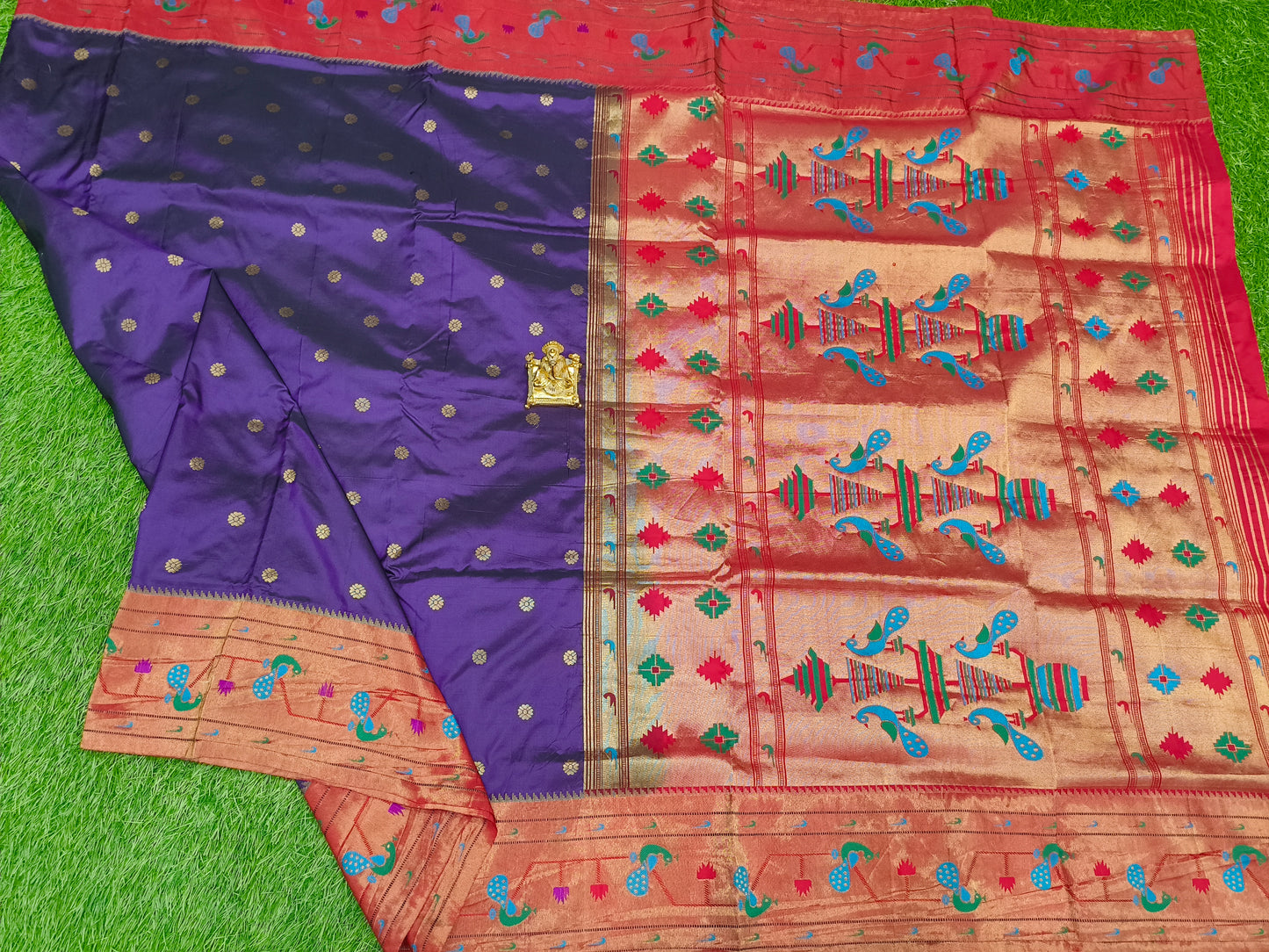 Narayanpet saree royal blue with paithani border