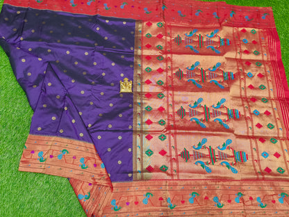 Narayanpet saree royal blue with paithani border