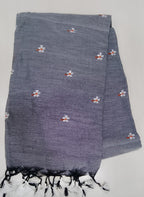 Khadi Cotton Sarees With Floral Buta Thread Work