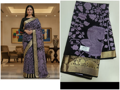 mangalagiri silk sarees with an folral weaving with an elegant zari border
