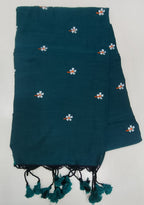 Khadi Cotton Sarees With Floral Buta Thread Work