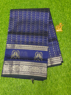 Mangalagiri  Pattu Sarees With Checks And Gap Border Design