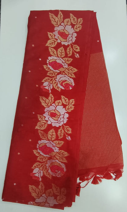 jute tussar saree with a rich pallu