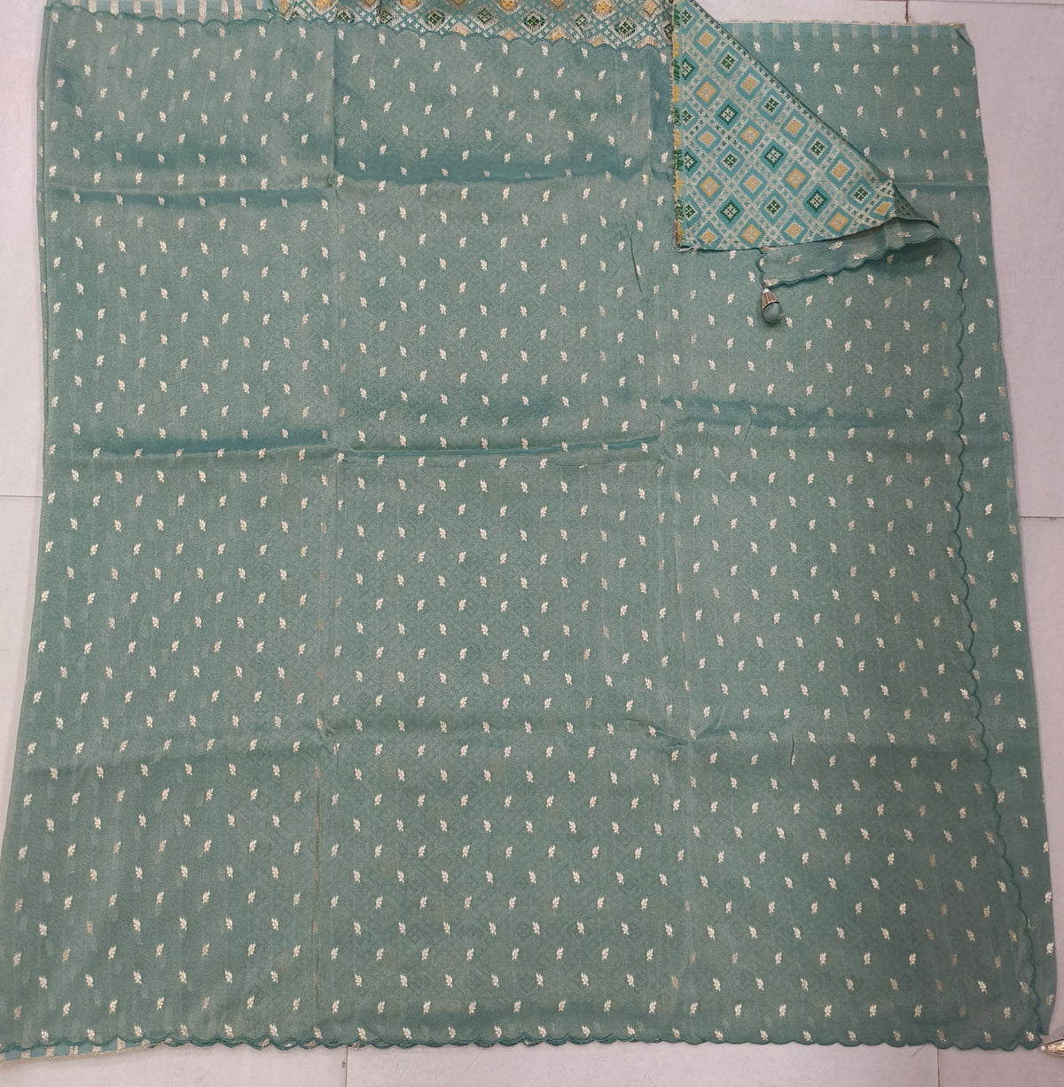 Tissue Georgette border less With Patola Weaving Blouse