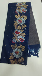 Jute Tussar Saree With A Rich Pallu