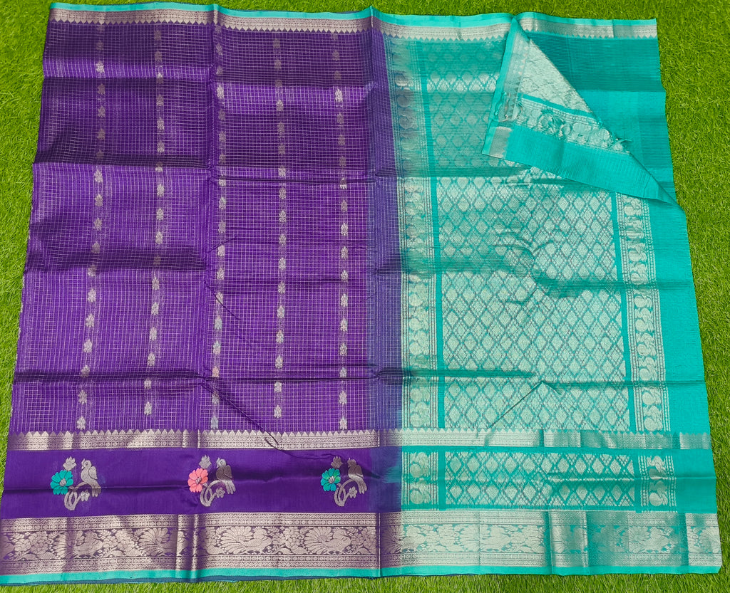 Mangalagiri Pattu Sarees With Gap Border