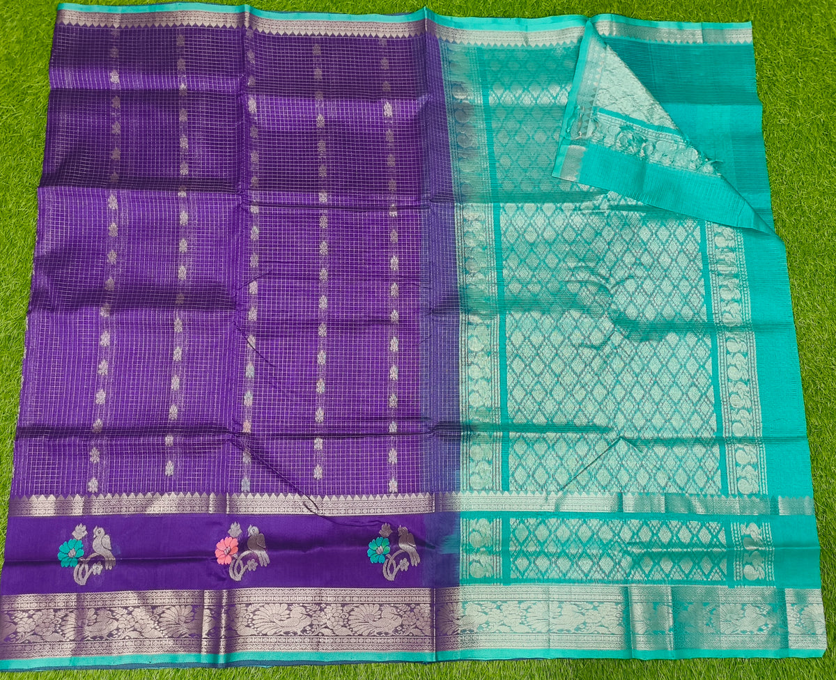 Mangalagiri Pattu Sarees With Gap Border
