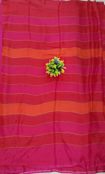 Jarget striped linen saree
