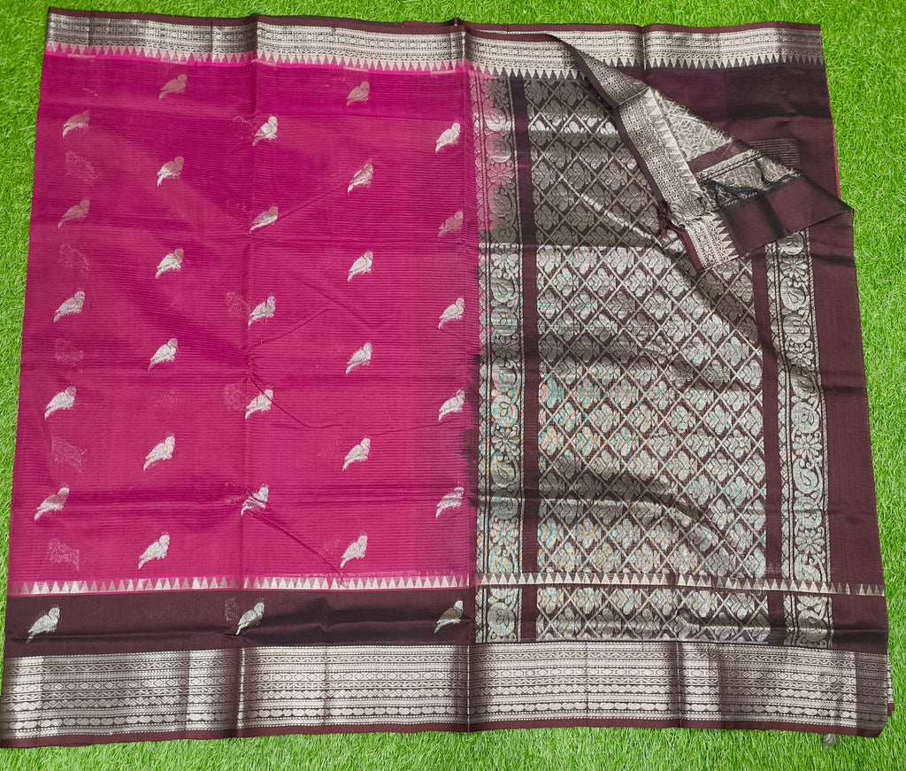 Mangalagiri Pattu Sarees With Birds Design