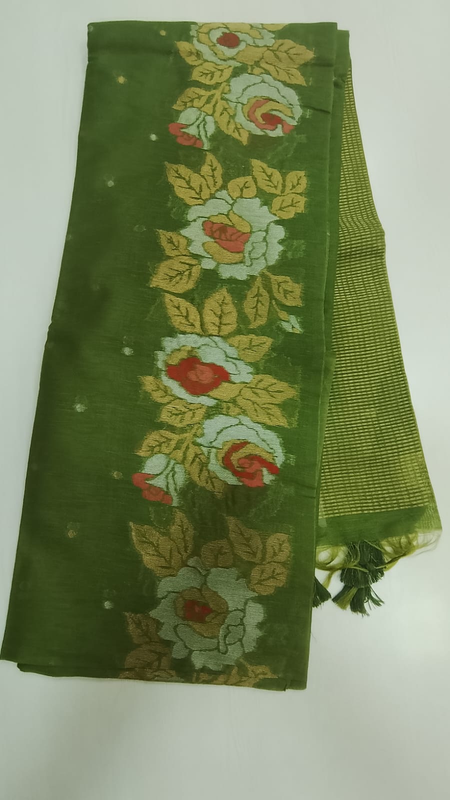jute tussar saree with a rich pallu