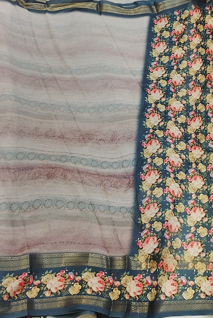 Fancy saree with soft floral printed