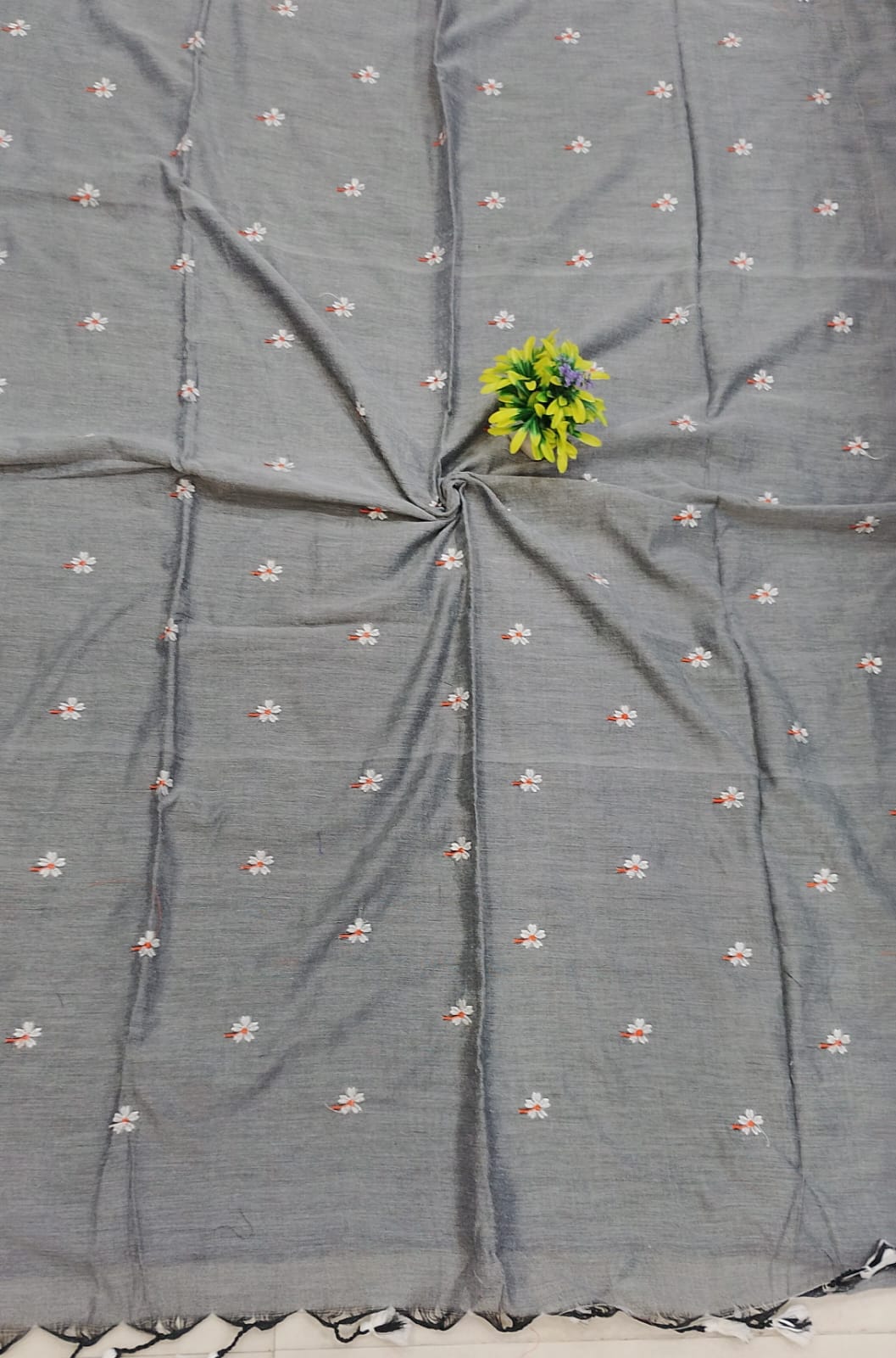 Khadi cotton sarees with floral Buta thread work
