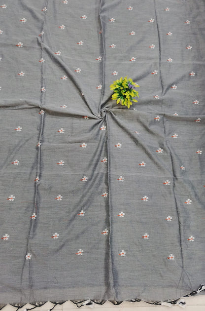 Khadi cotton sarees with floral Buta thread work