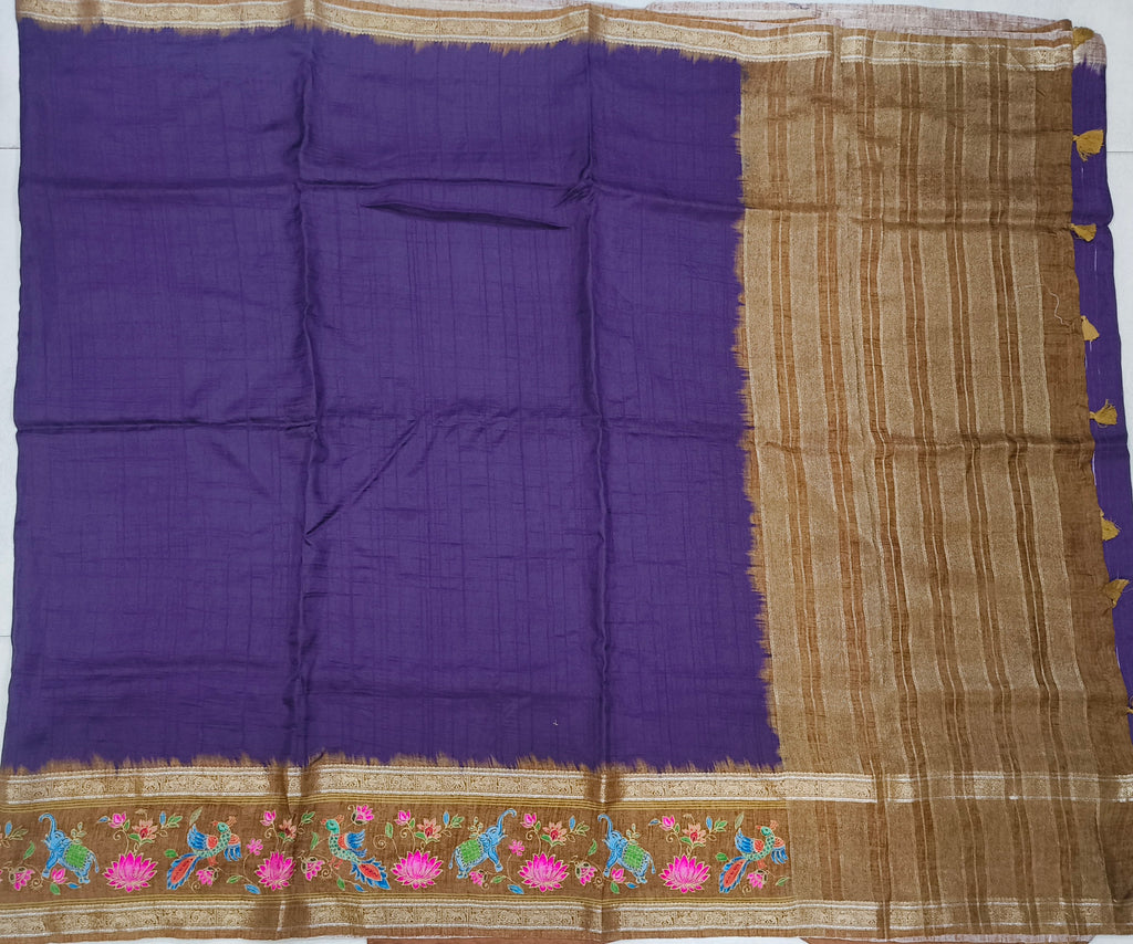 Tussar silk kalamkari Saree