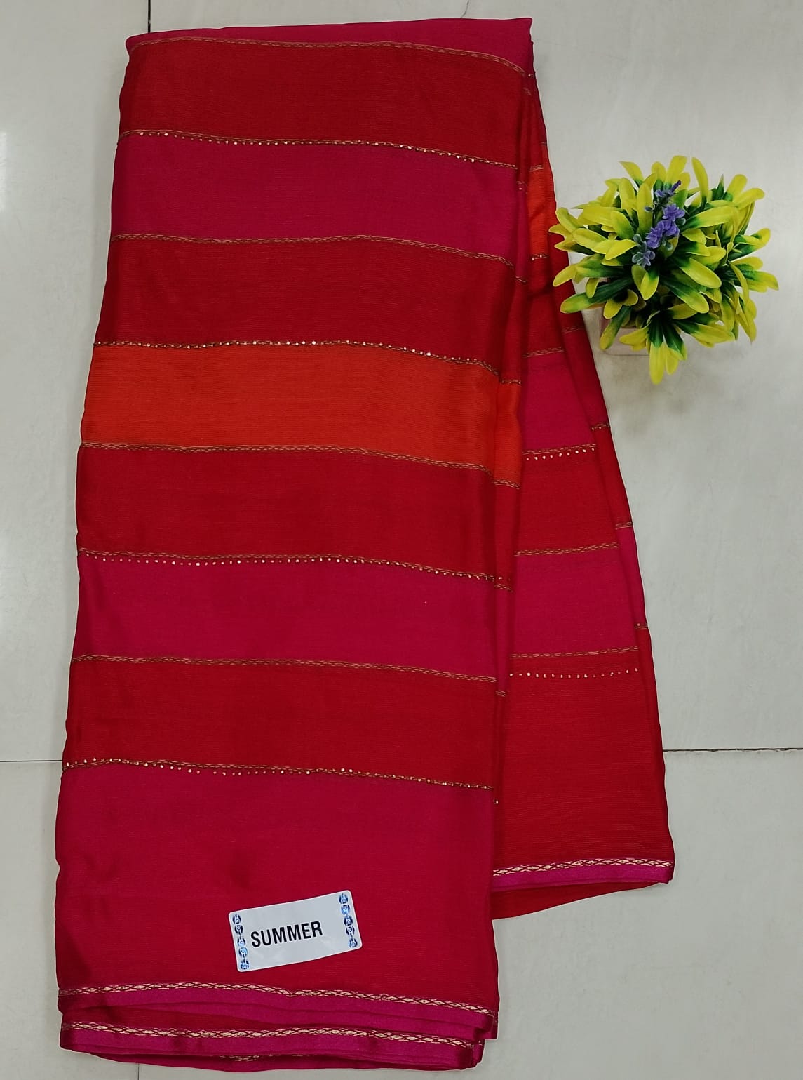 Jarget striped linen saree