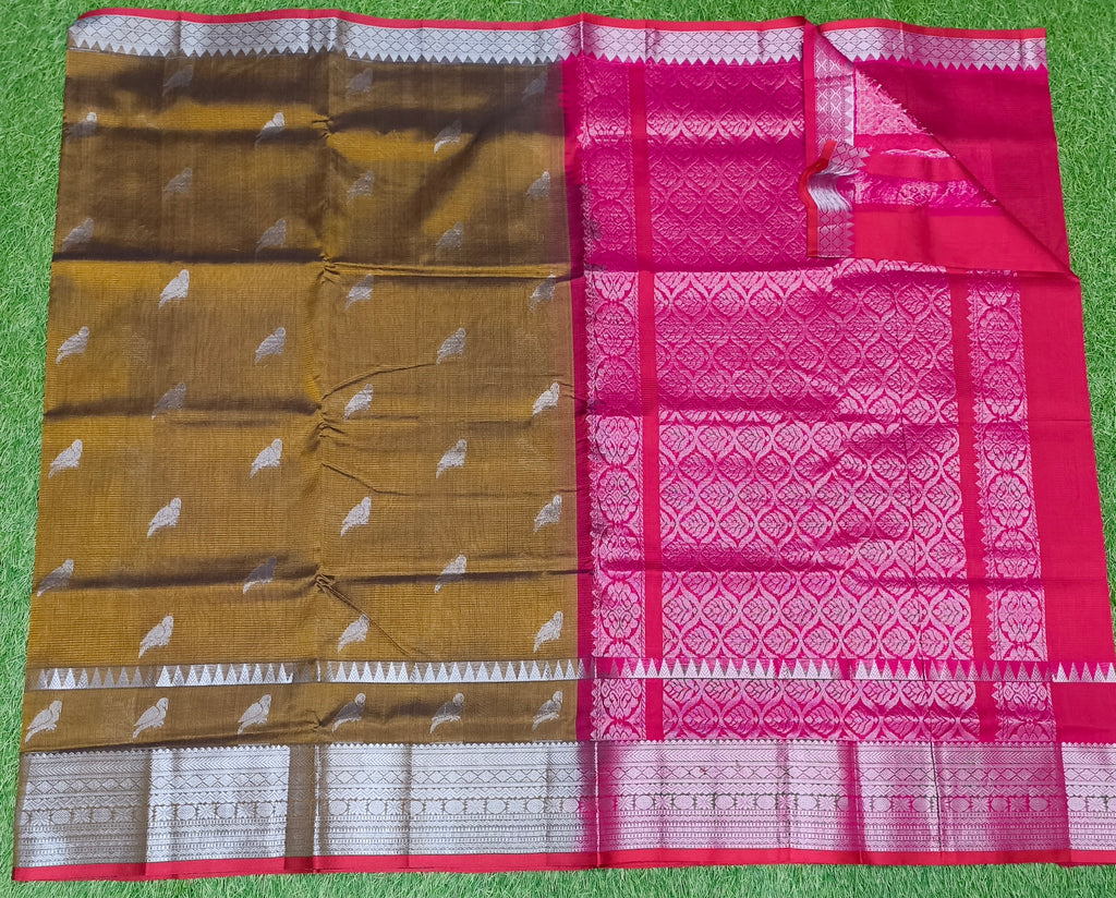 Mangalagiri Pattu Sarees With Birds Design
