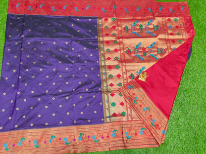 Narayanpet saree royal blue with paithani border
