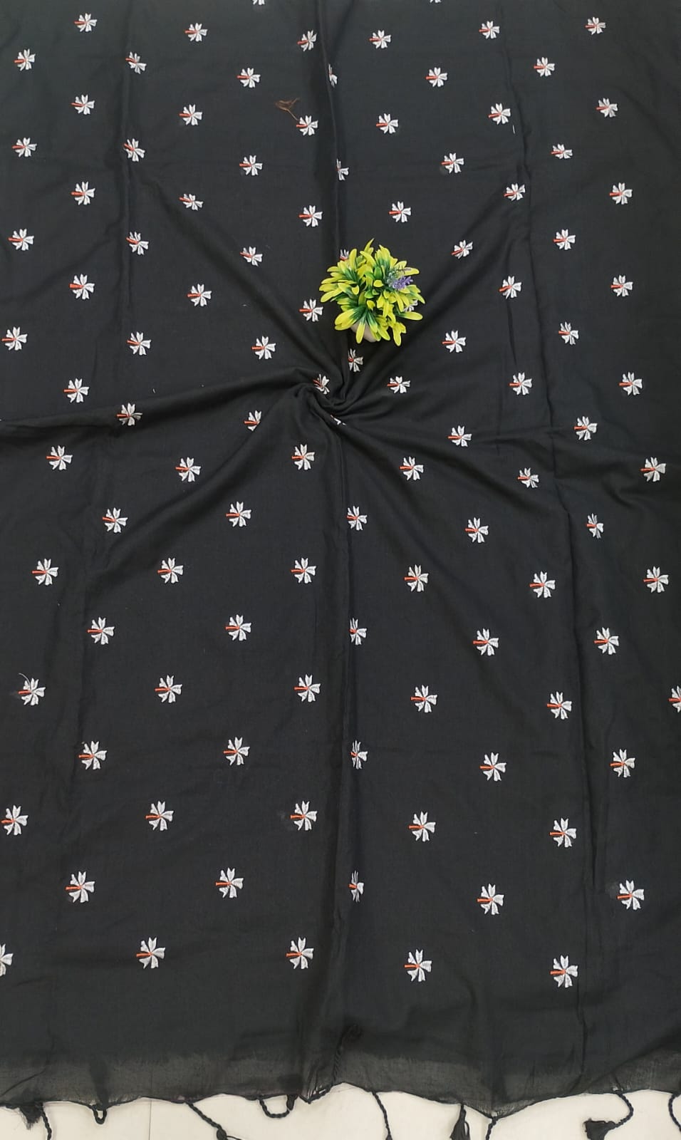 Khadi cotton sarees with floral Buta thread work