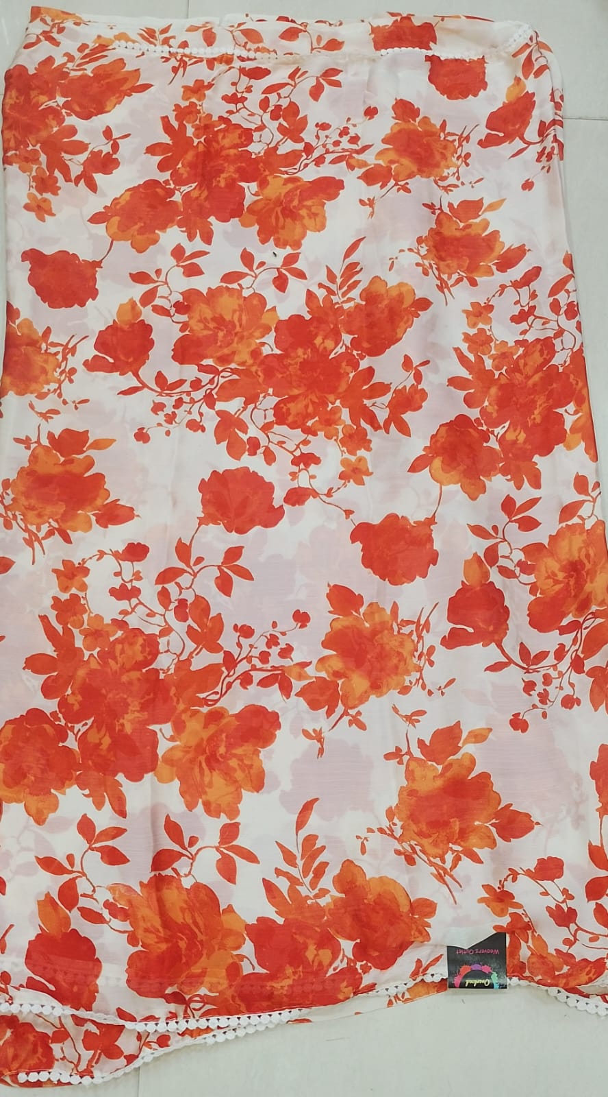 Beautiful Orange Floral Printed Georgette Saree