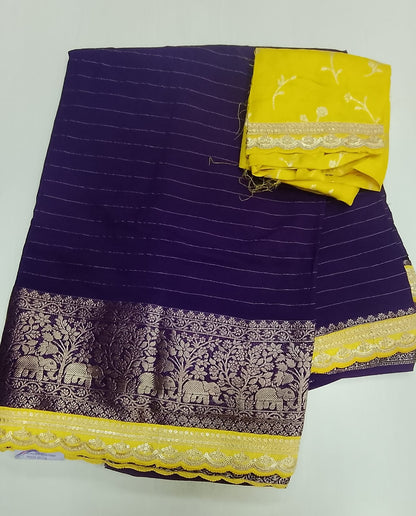 banaras saree with a contrast blouse