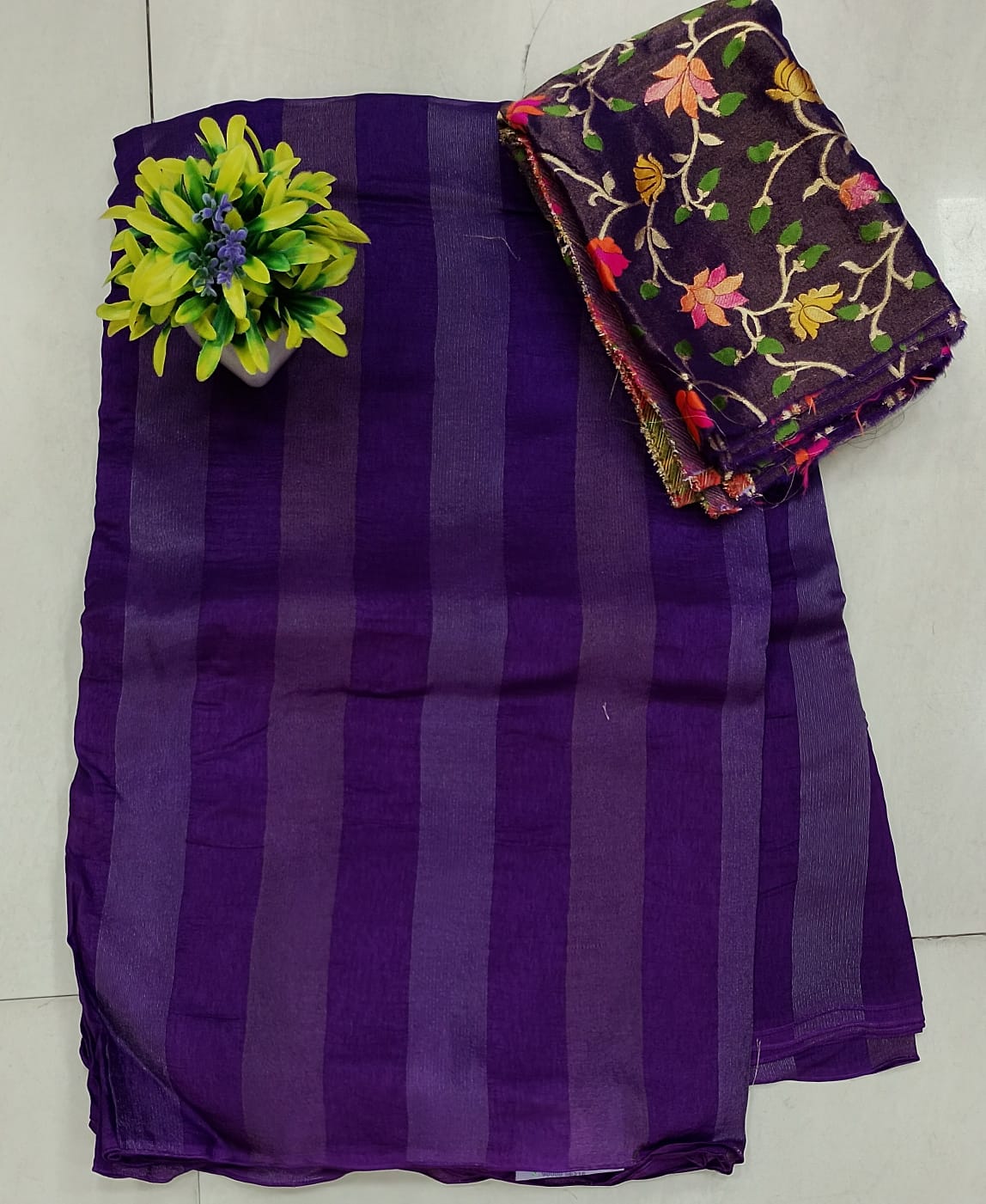 Banaras saree with contrast blouse