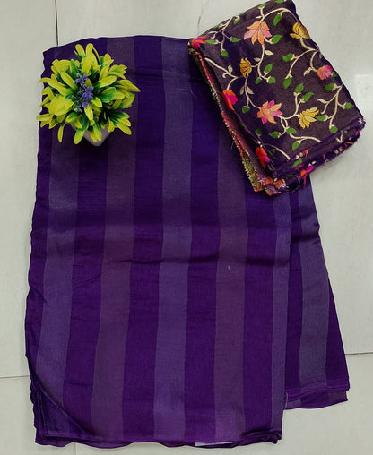 Banaras saree with contrast blouse