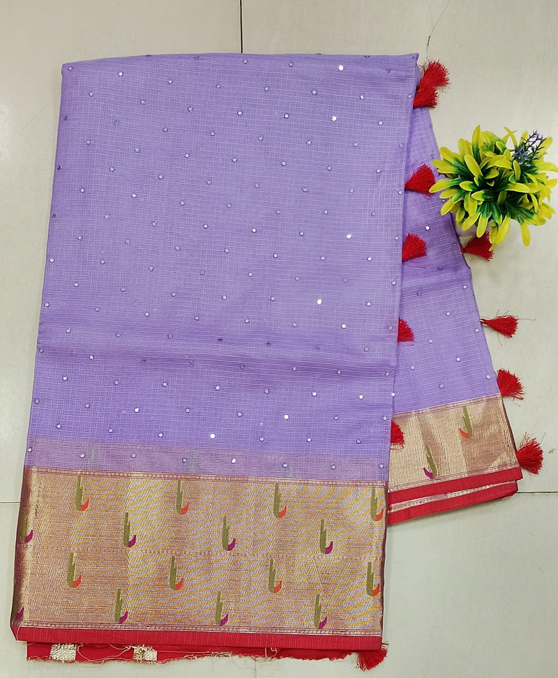 Lavender Kota Saree With Munia Border