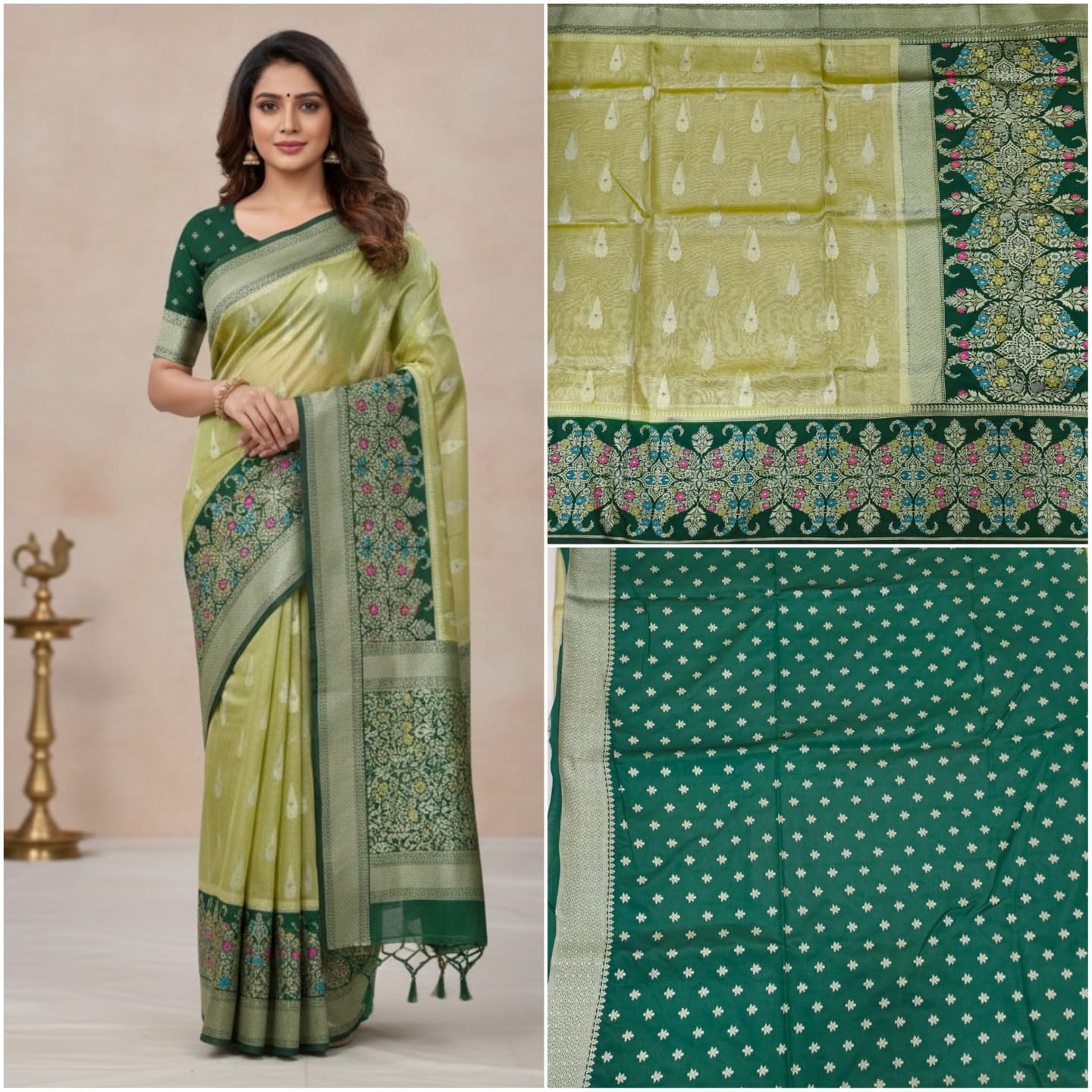 Tissue  banaras sarees with rich pallu